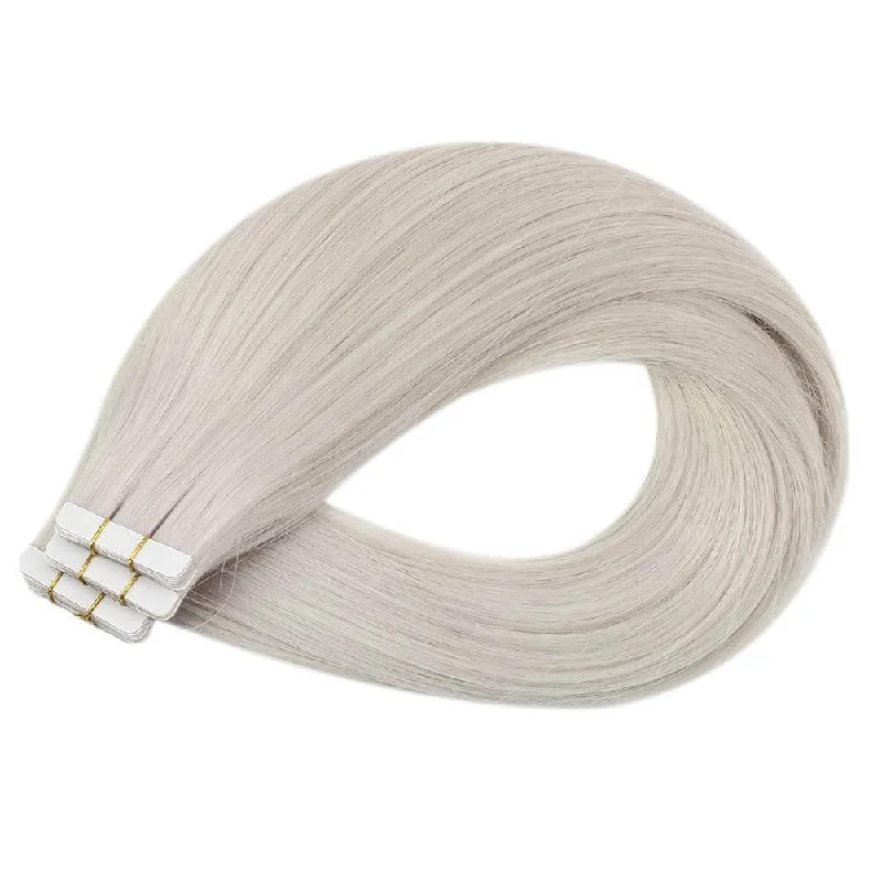 Moresoo Virgin Human Tape In Hair Extensions Brazilian Hair White Blond(#1000)