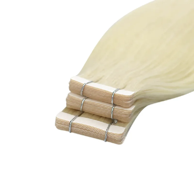 Hair Extensions Moresoo Virgin Human Tape-Ins Unprocessed Hair Platinum Blonde(#60)