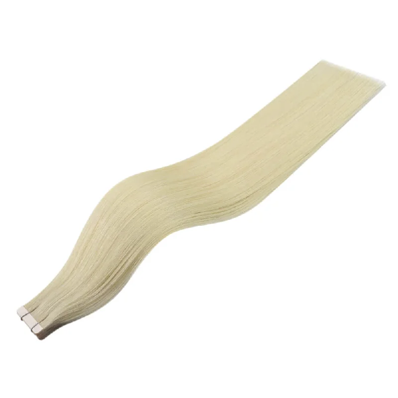 Hair Extensions Moresoo Virgin Human Tape-Ins Unprocessed Hair Platinum Blonde(#60)