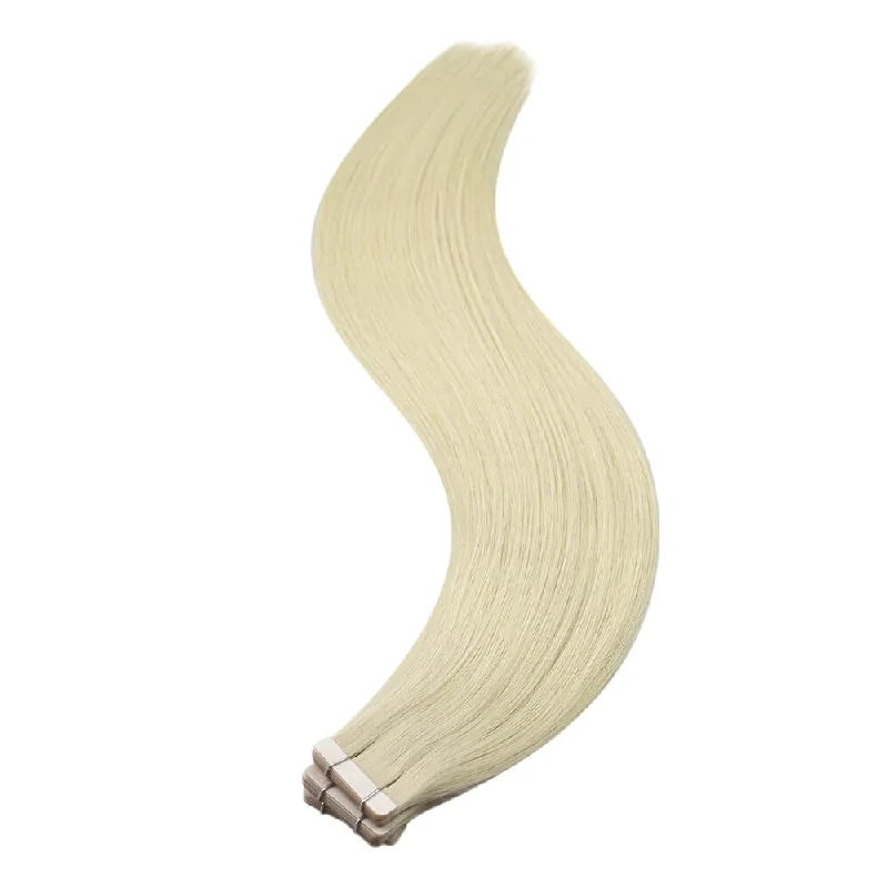 Hair Extensions Moresoo Virgin Human Tape-Ins Unprocessed Hair Platinum Blonde(#60)