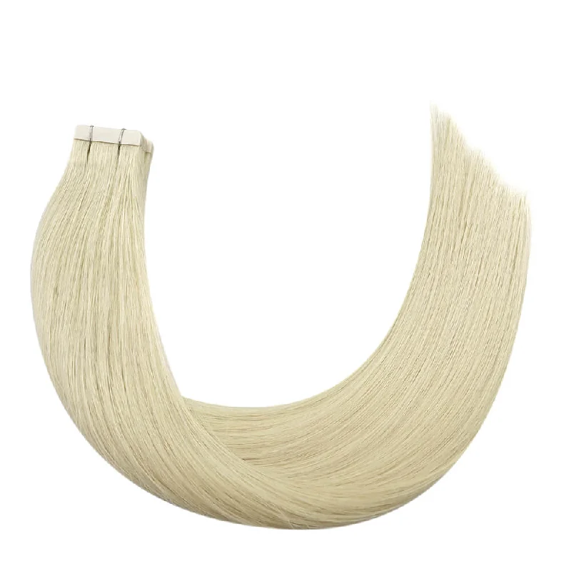 Hair Extensions Moresoo Virgin Human Tape-Ins Unprocessed Hair Platinum Blonde(#60)