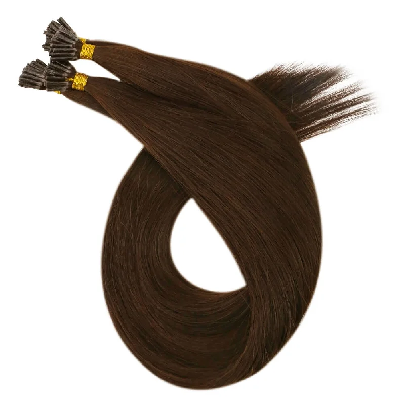 Moresoo Virgin Human I Tip Brazilian Straight Hair Extensions Kertain Tip Brown Color (#4)