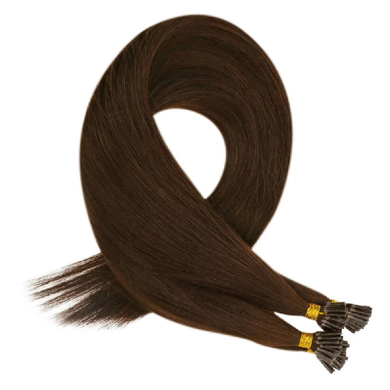 Moresoo Virgin Human I Tip Brazilian Straight Hair Extensions Kertain Tip Brown Color (#4)