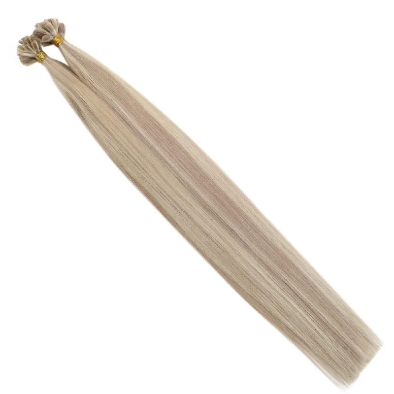 U tip Hair Extensions Highlight Blonde Virgin Hair Keratin Hair Nail Tip Hair Extensions #P18/613