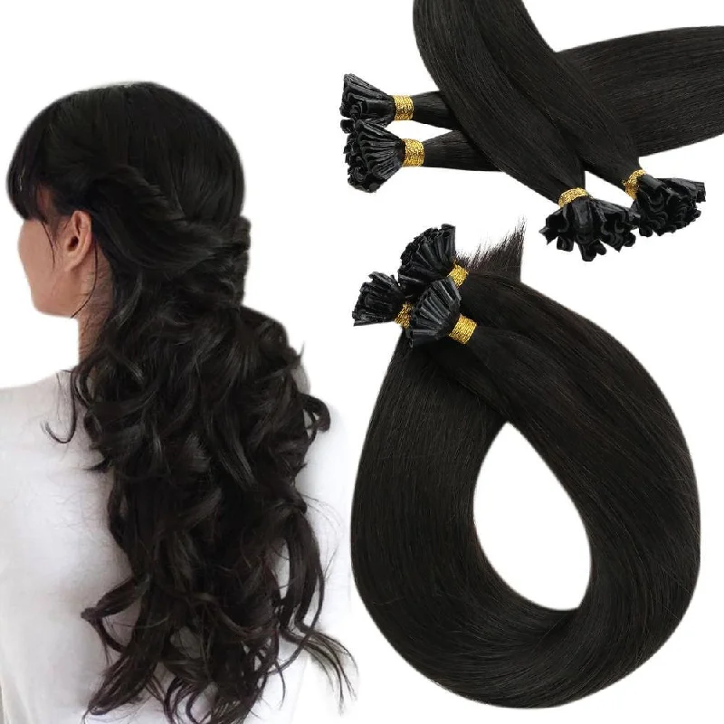 U tip Hair Extensions Off black Human Virgin Hair Keratin Hair Nail Tip Hair Extensions #1B