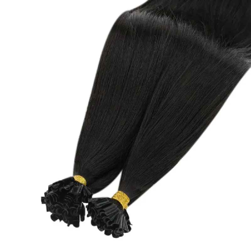 U tip Hair Extensions Off black Human Virgin Hair Keratin Hair Nail Tip Hair Extensions #1B