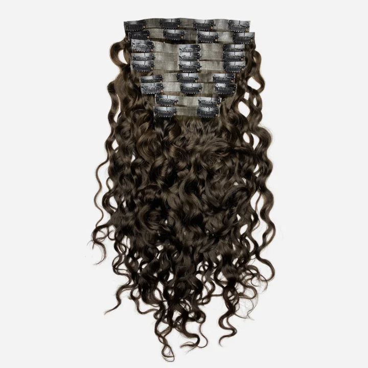 Wavy Curly Mocha Brown Seamless Clip-Ins