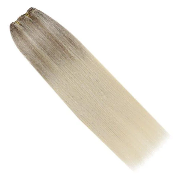 Weft Hair Extensions Human Weft Hair Balayage Blonde Hair #18/22/60