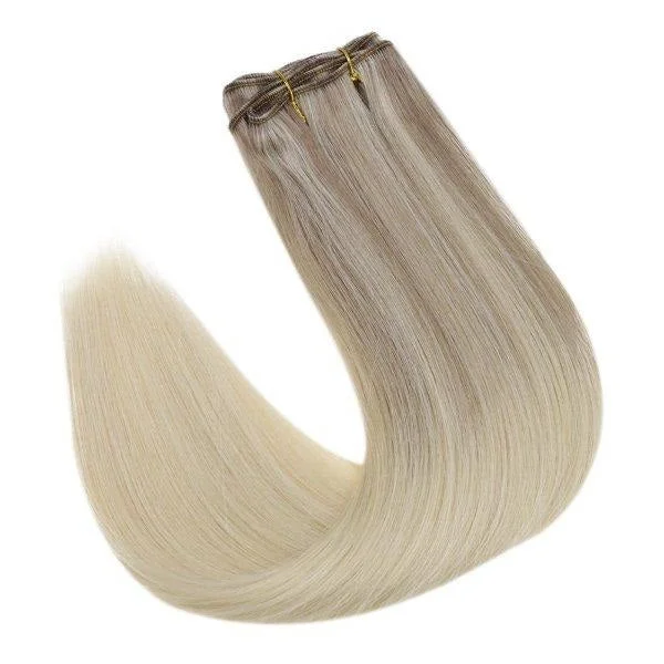 Weft Hair Extensions Human Weft Hair Balayage Blonde Hair #18/22/60